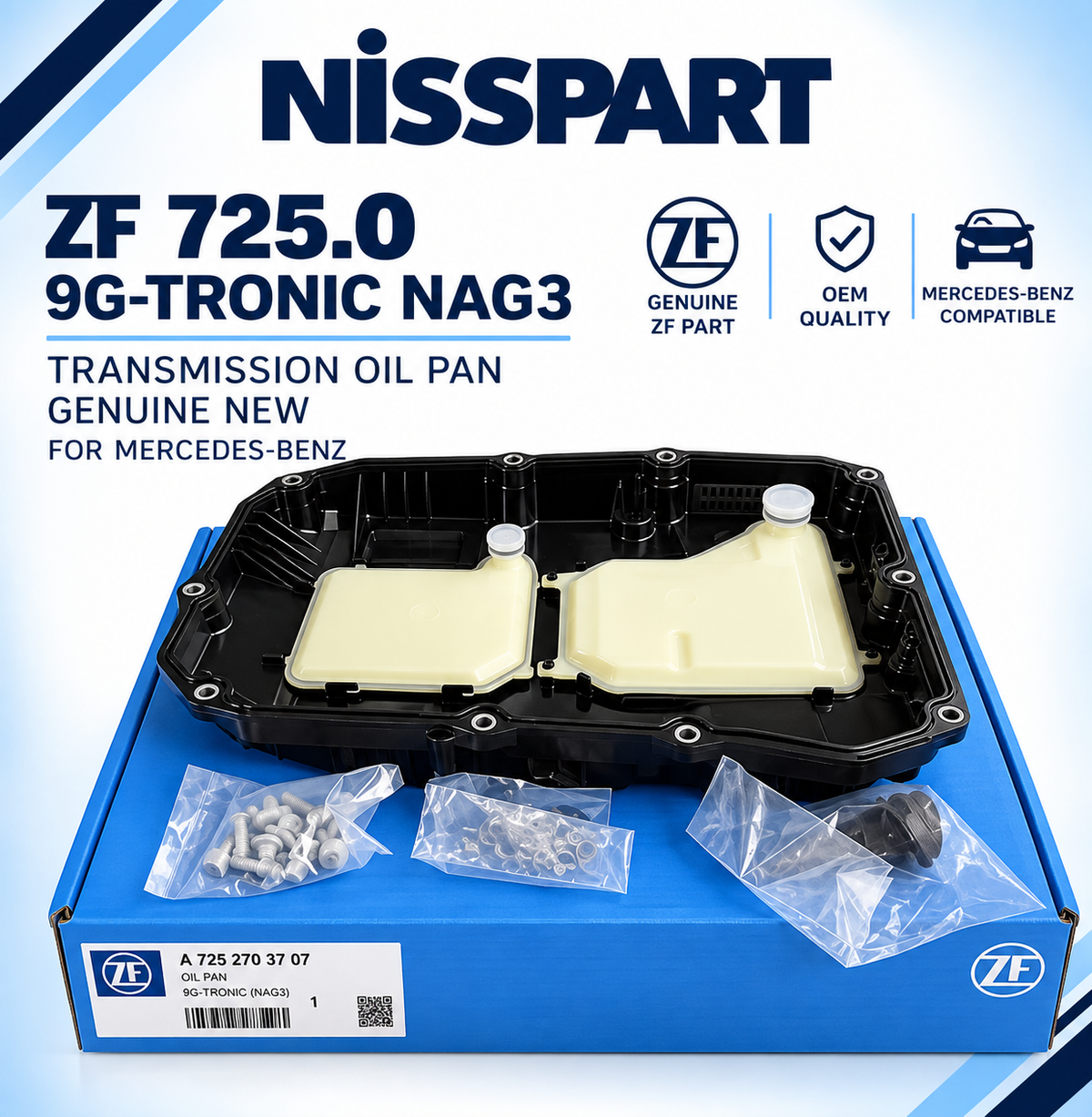 Genuine New ZF 725.0 Transmission Oil Pan for Mercedes 9G-Tronic NAG3